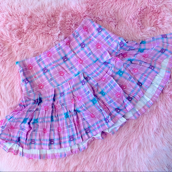 New Care Bears x Dolls Kill Plaid Mini Skirt - Picture 1 of 4